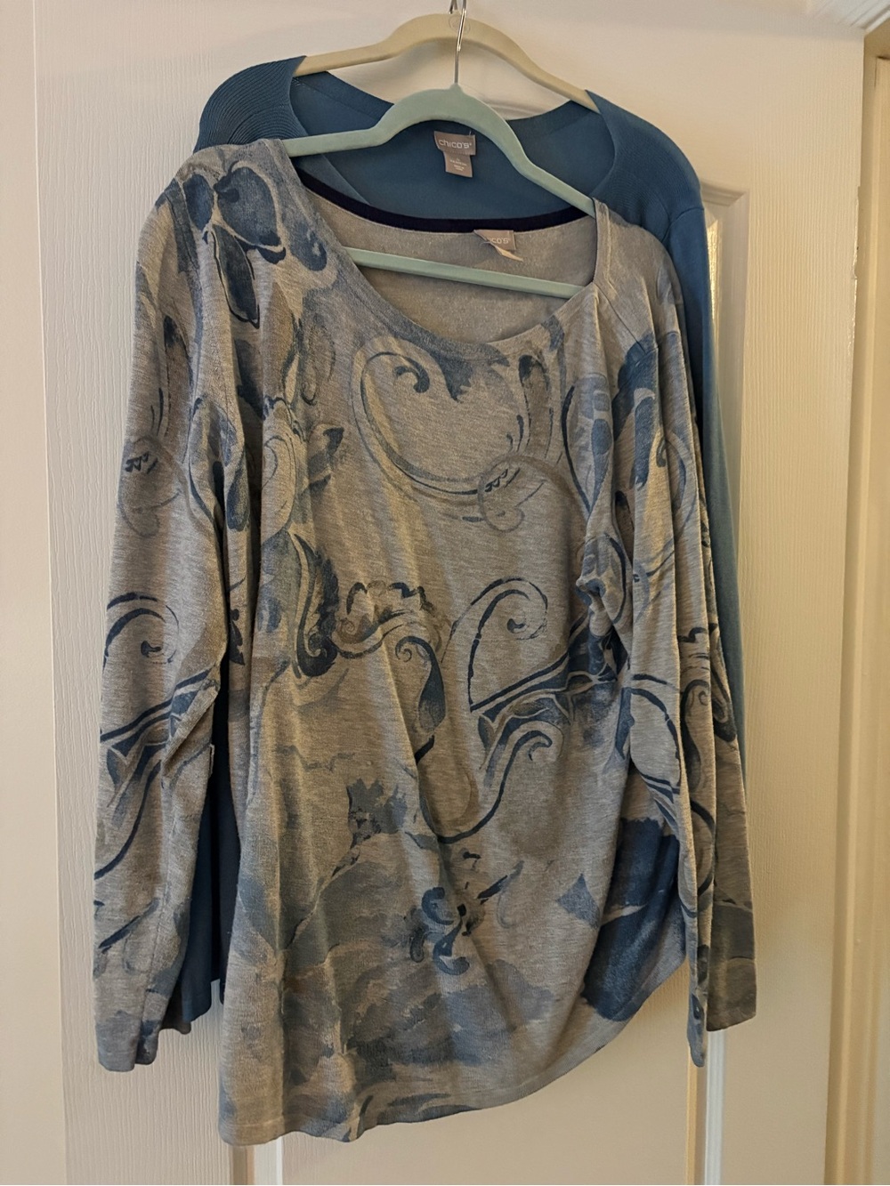 Chico's Size 4 Bundle -Blue Print & Solid Blue Top